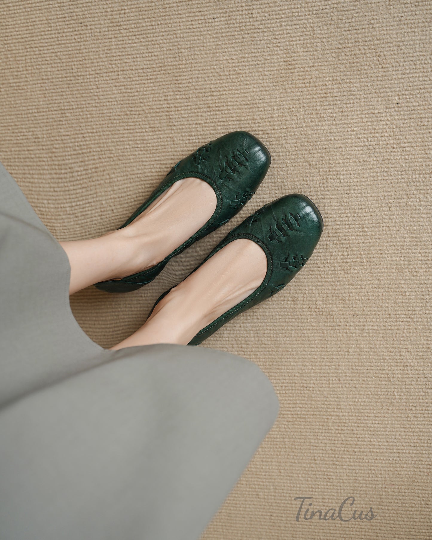 TinaCus Women's Round Toe Genuine Leather Comfort Loafers