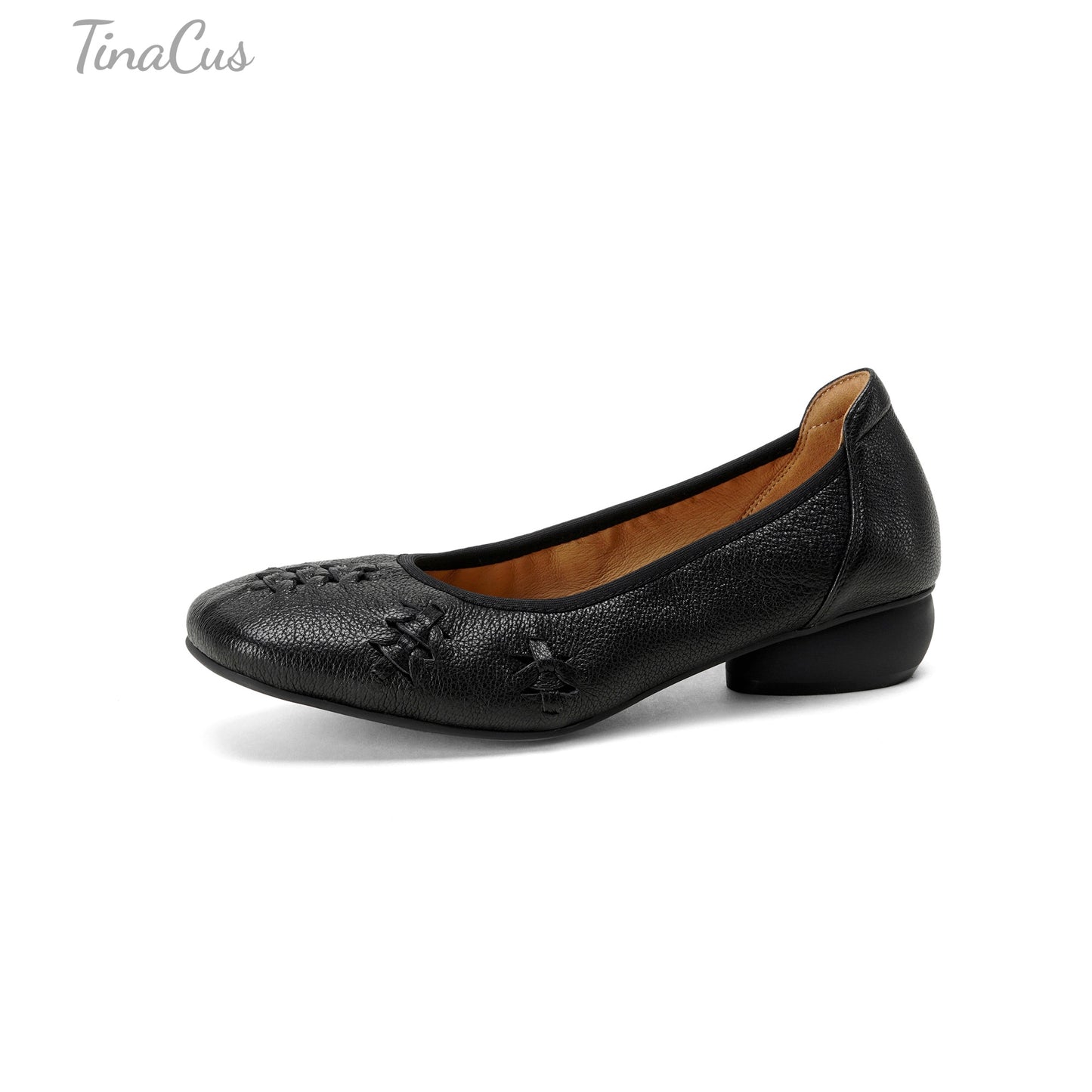 TinaCus Women's Round Toe Genuine Leather Comfort Loafers