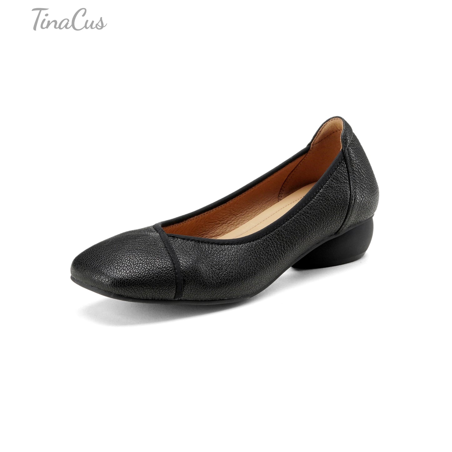 TinaCus Genuine Leather Women's Square Toe Handmade Low Heels Slip on Comfortable Loafers Shoes