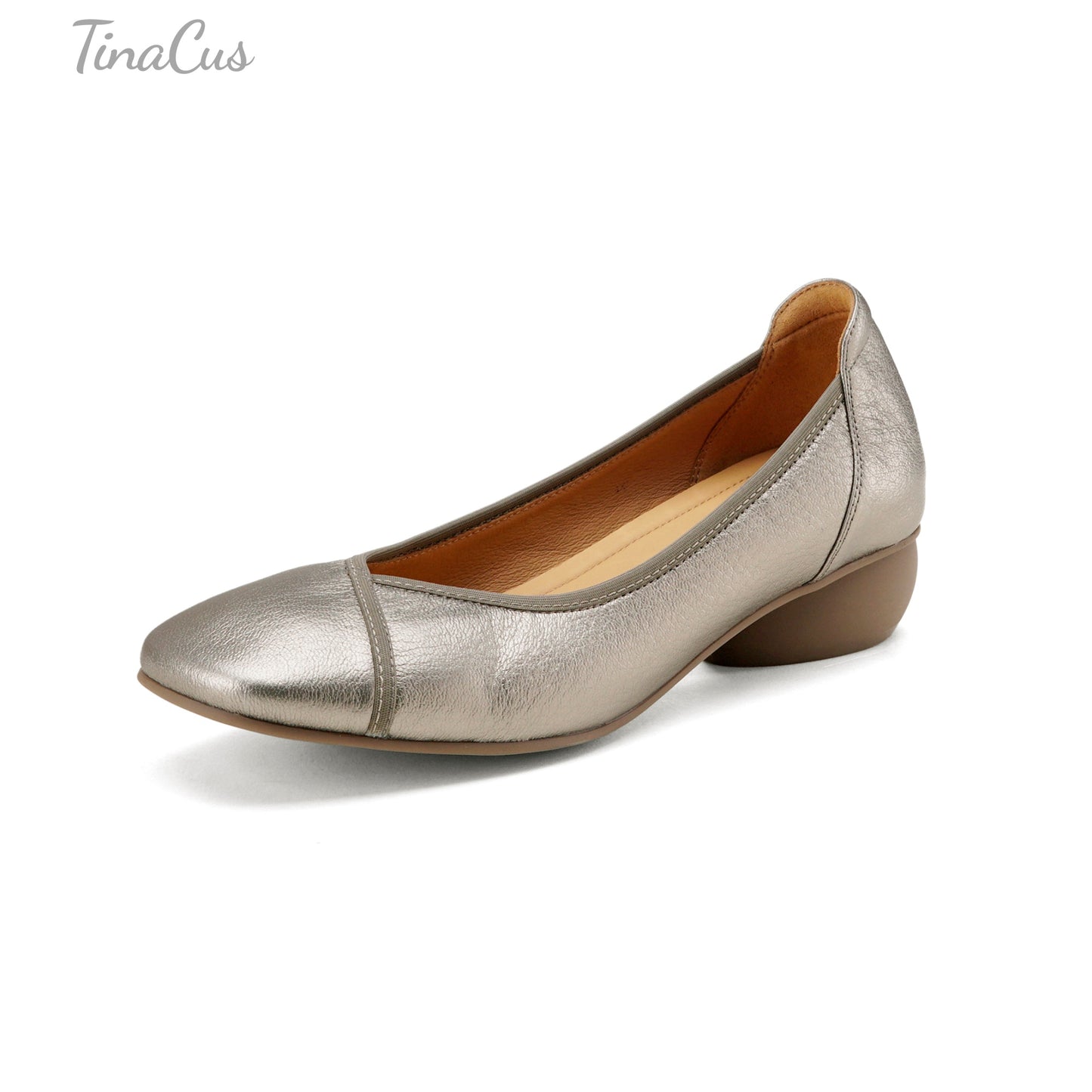 TinaCus Genuine Leather Women's Square Toe Handmade Low Heels Slip on Comfortable Loafers Shoes