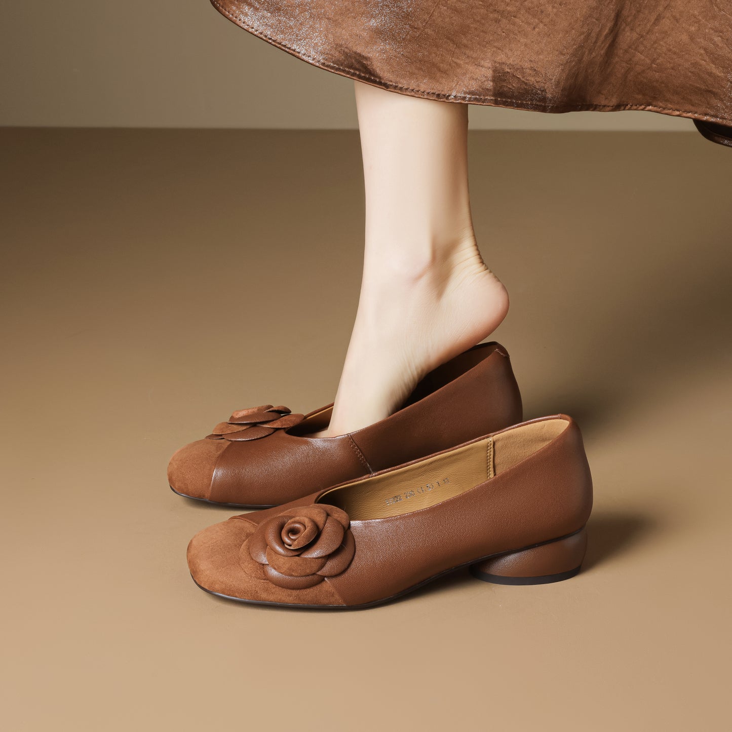 TinaCus Handmade Women's Genuine Leather Floral Closed Toe Lightweight Dressy Ballet Shoes