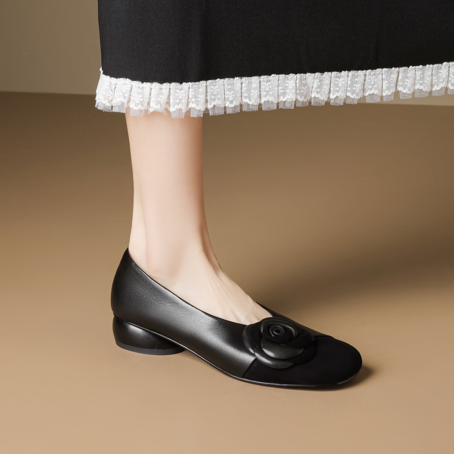 TinaCus Handmade Women's Genuine Leather Floral Closed Toe Lightweight Dressy Ballet Shoes