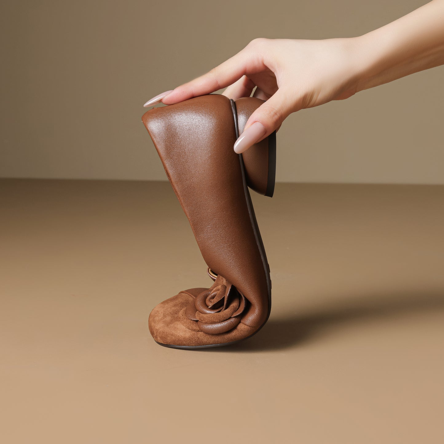 TinaCus Handmade Women's Genuine Leather Floral Closed Toe Lightweight Dressy Ballet Shoes