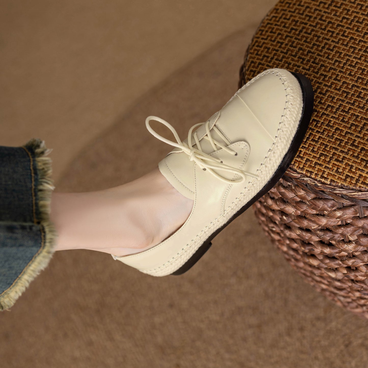 TinaCus Handmade Women's Genuine Leather Round Toe Lace up Soft Office Loafer Flats Shoes