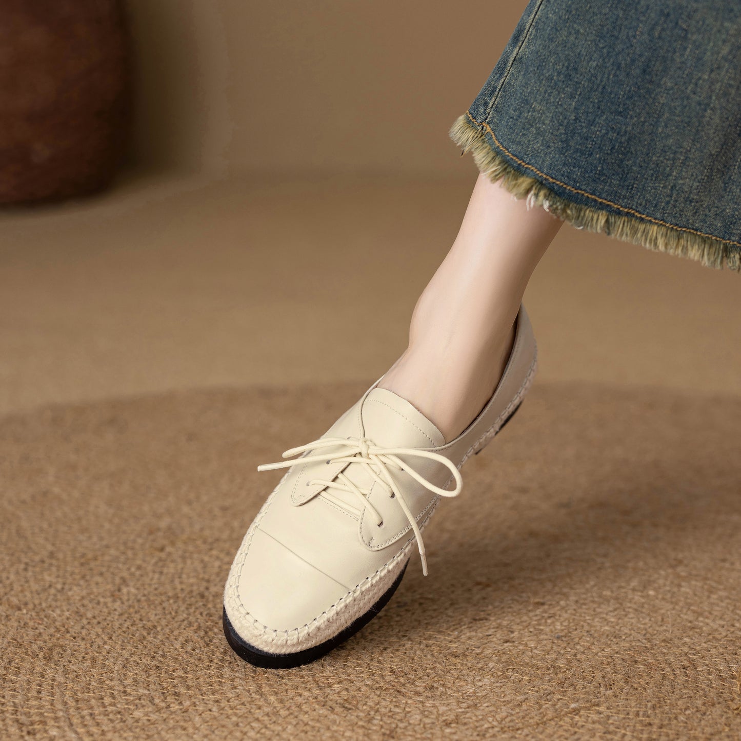 TinaCus Handmade Women's Genuine Leather Round Toe Lace up Soft Office Loafer Flats Shoes