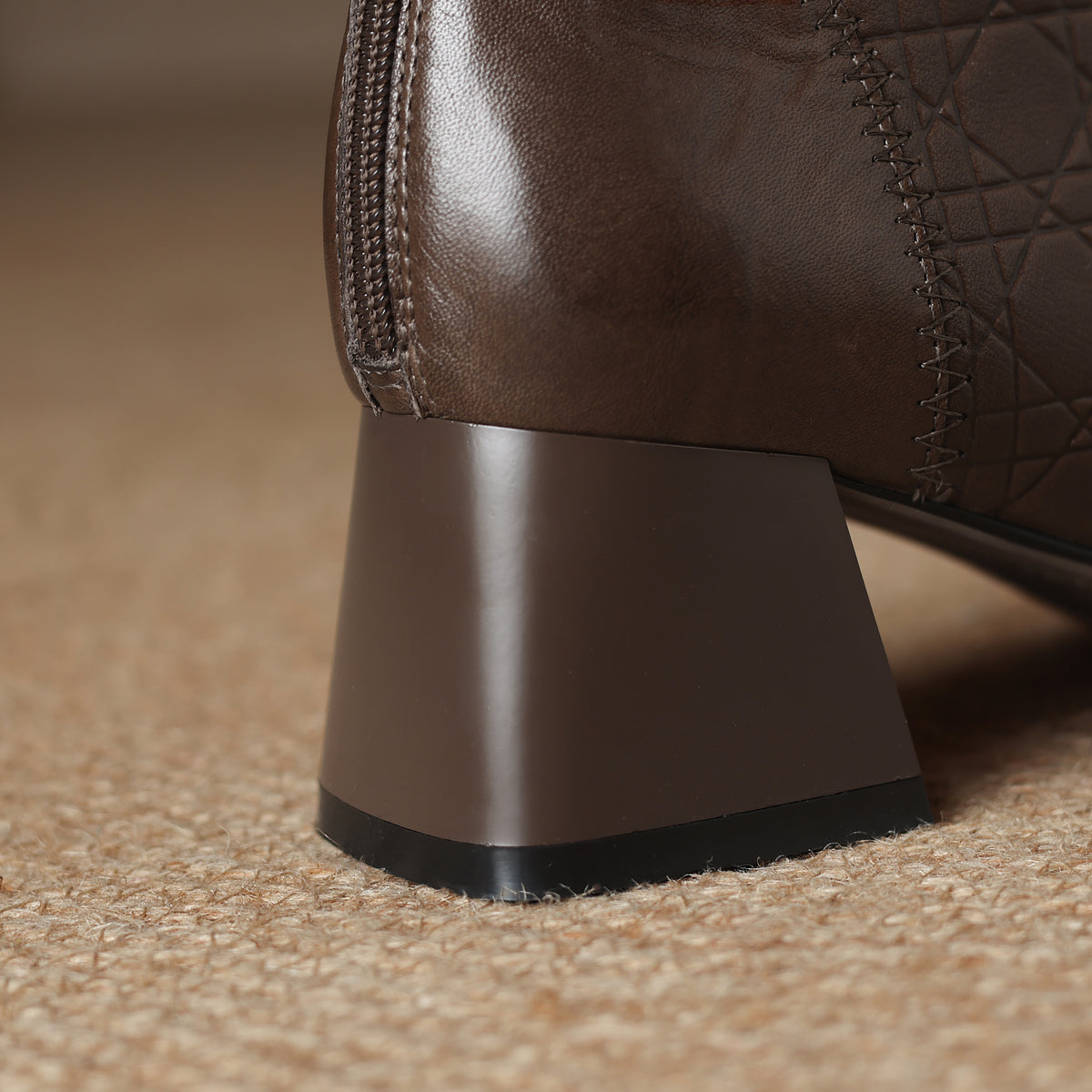 TinaCus Damen-Stiefeletten mit Glitzerschnalle, echtes Leder, handgefertigt, Reißverschluss hinten, Stickerei, Blumen