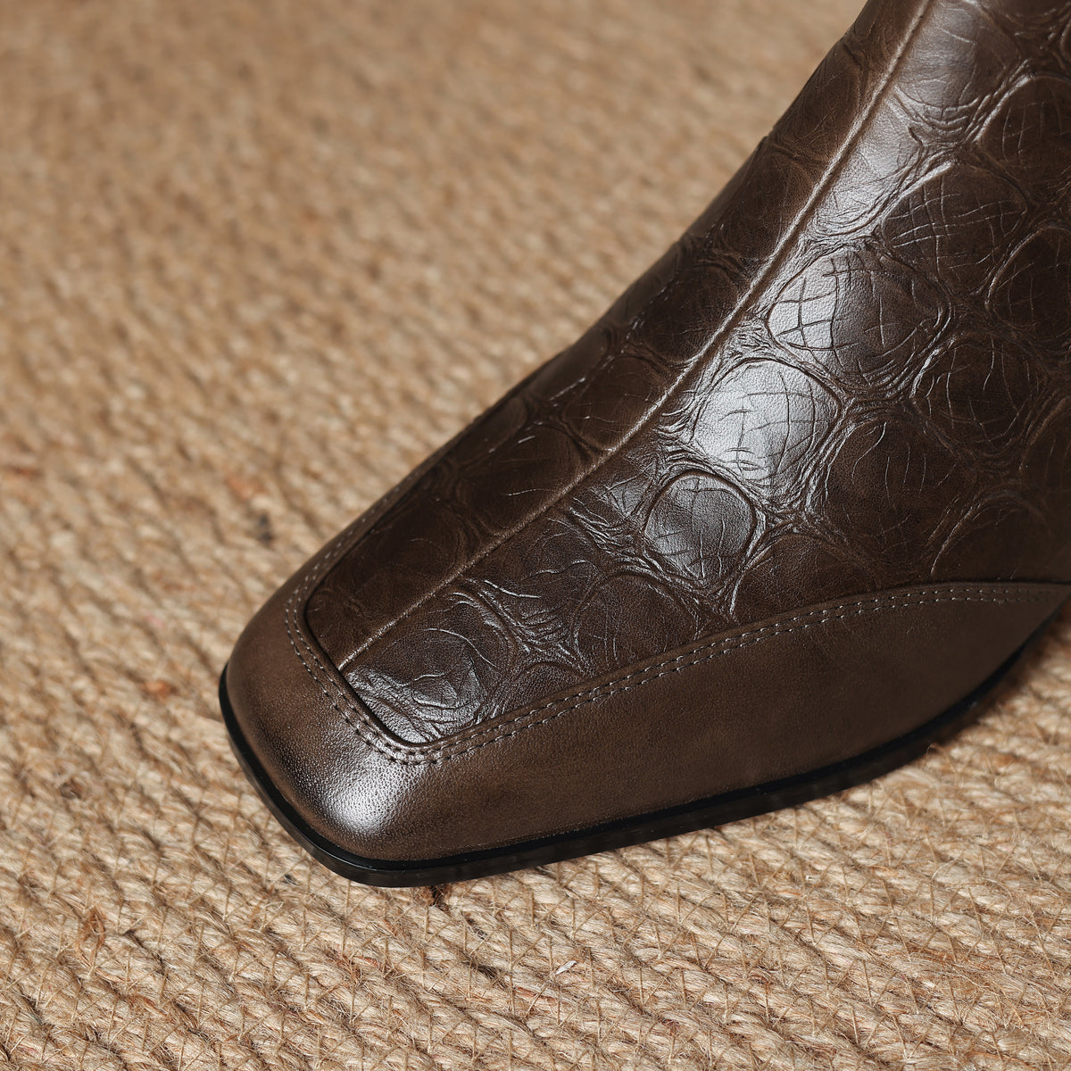 TinaCus Damen-Stiefeletten mit Glitzerschnalle, echtes Leder, handgefertigt, Reißverschluss hinten, Stickerei, Blumen