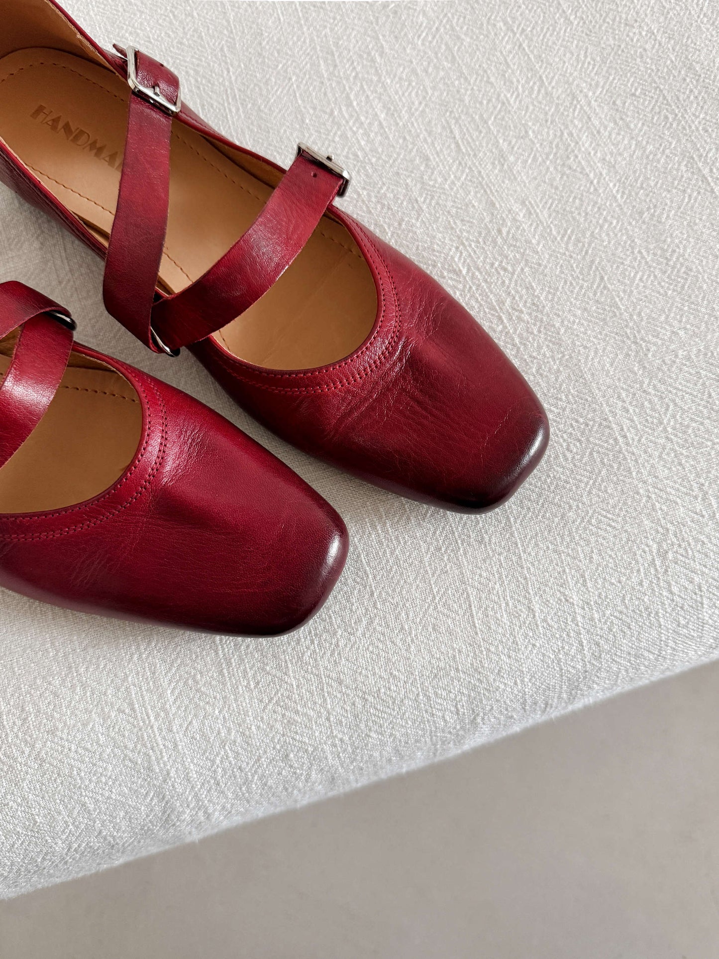 TinaCus Women's Strap Buckle Mary Jane Shoes Handmade Square Toe Genuine Leather Casual Flats