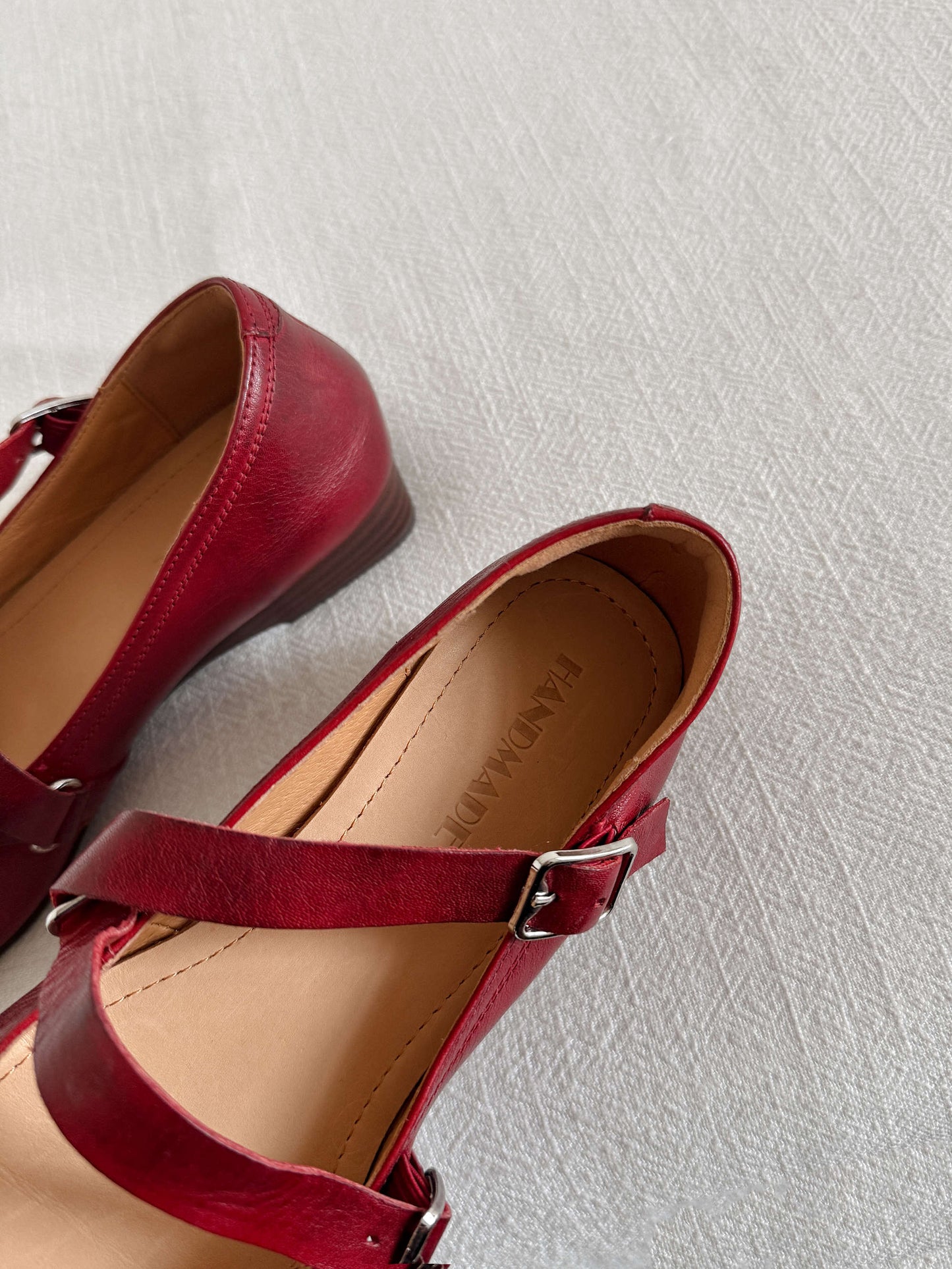 TinaCus Women's Strap Buckle Mary Jane Shoes Handmade Square Toe Genuine Leather Casual Flats