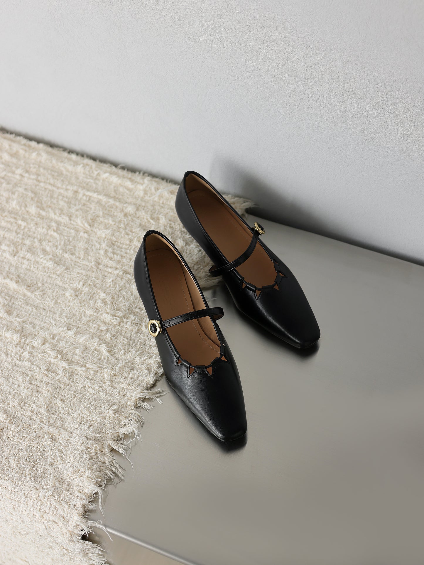 TinaCus Handmade Women's Genuine Leather Comfortable Square Toe Adjustable Buckle Dress Mary Jane Flats Shoes