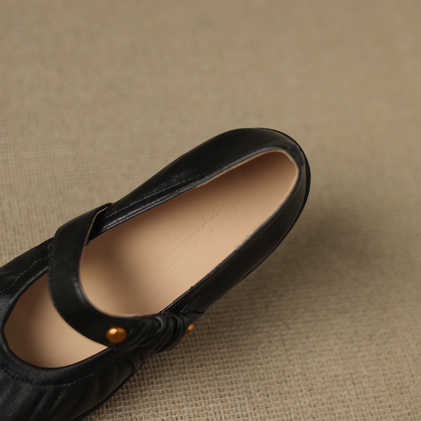 TinaCus Handmade Women's Soft Leather Round Toe Elastic Strap Slip-on Mary Jane