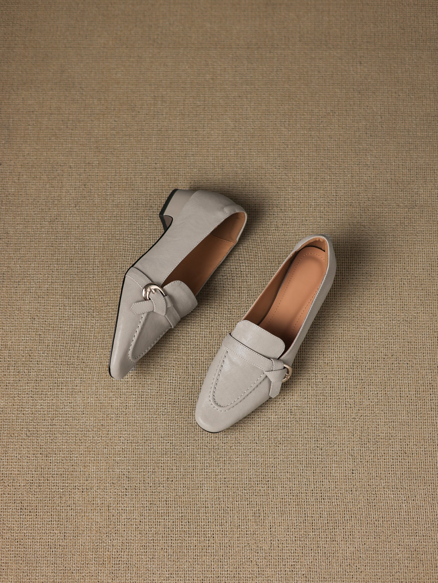 TinaCus Handmade Women's Genuine Leather Closed Toe Slip-on Office Loafer Shoes with Decor Buckle