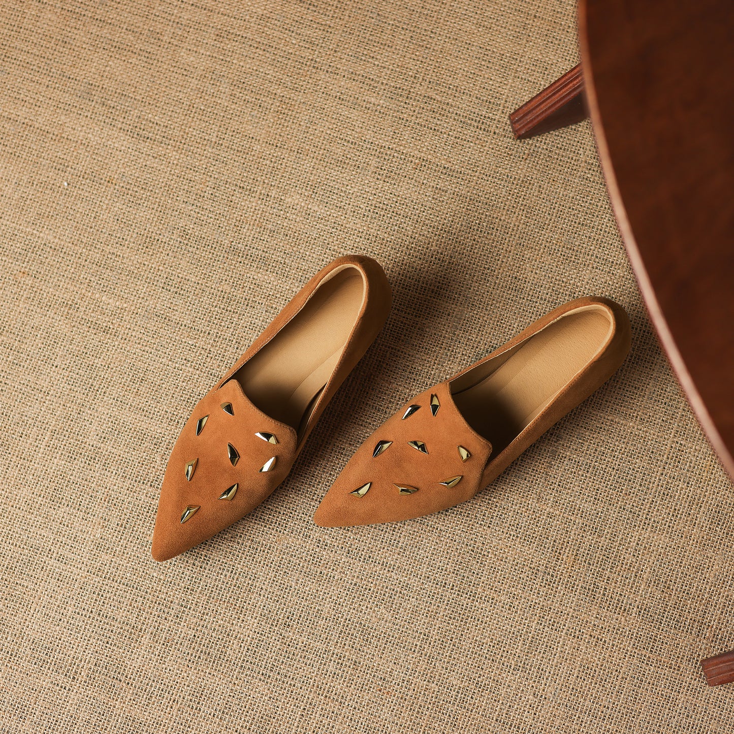 TinaCus Women's Suede Leather Slip On Loafers Handmade Pointed Toe Dress Shoes