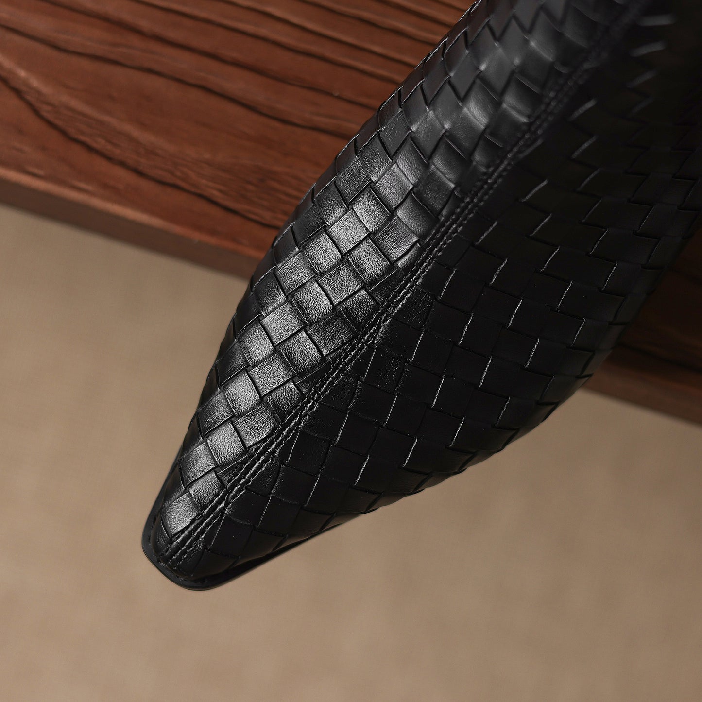 TinaCus Women's Genuine Leather Handmade Braid Back Zipper Pointed Toe Stacked Low Heel Ankle Booties