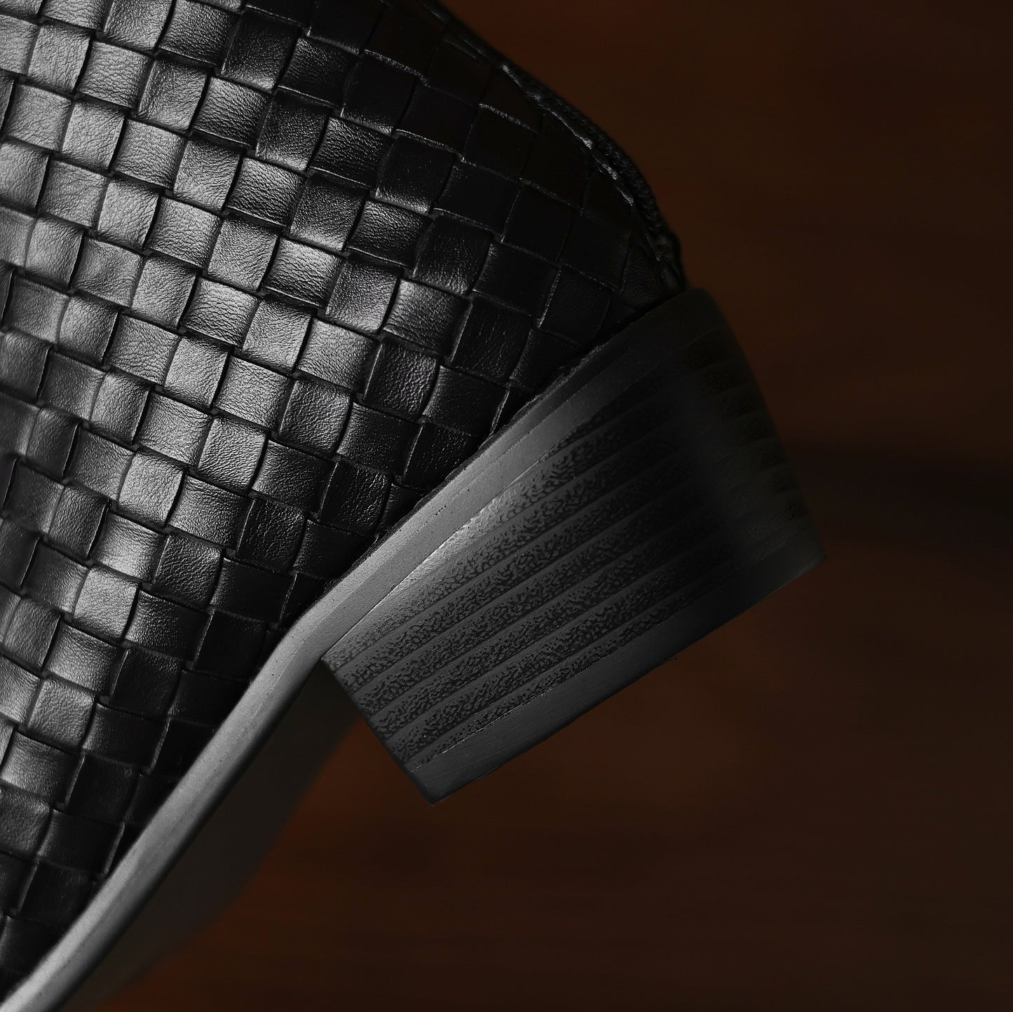 TinaCus Women's Genuine Leather Handmade Braid Back Zipper Pointed Toe Stacked Low Heel Ankle Booties