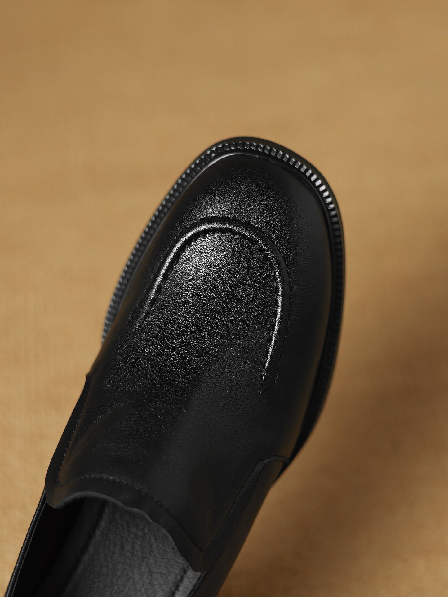 TinaCus Handmade Women's Genuine Leather Closed Toe Slip-on mid Block Heel Business Loafer Shoes