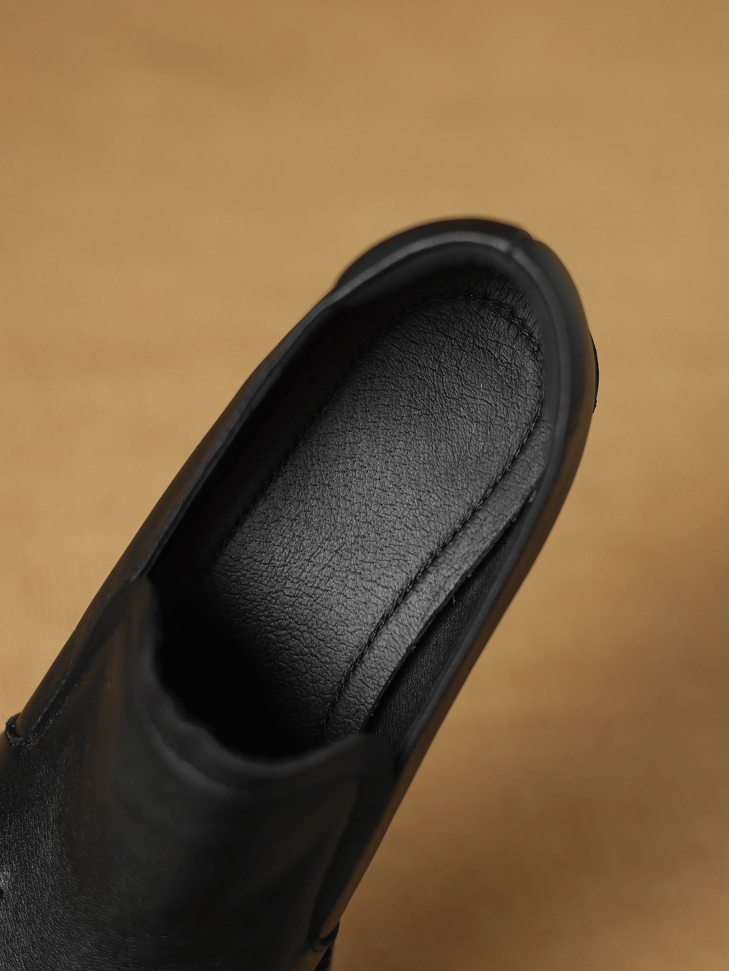 TinaCus Handmade Women's Genuine Leather Closed Toe Slip-on mid Block Heel Business Loafer Shoes