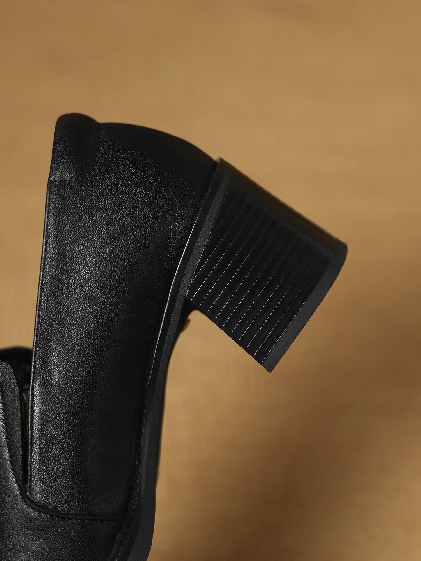 TinaCus Handmade Women's Genuine Leather Closed Toe Slip-on mid Block Heel Business Loafer Shoes