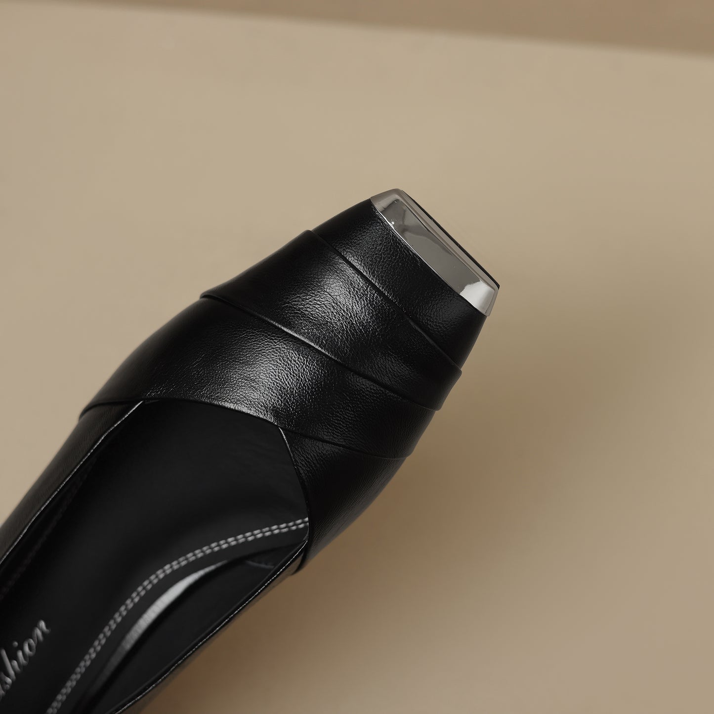 TinaCus Handmade Women's Genuine Leather Square Cap-Toe Low Block Heel Dress Pumps