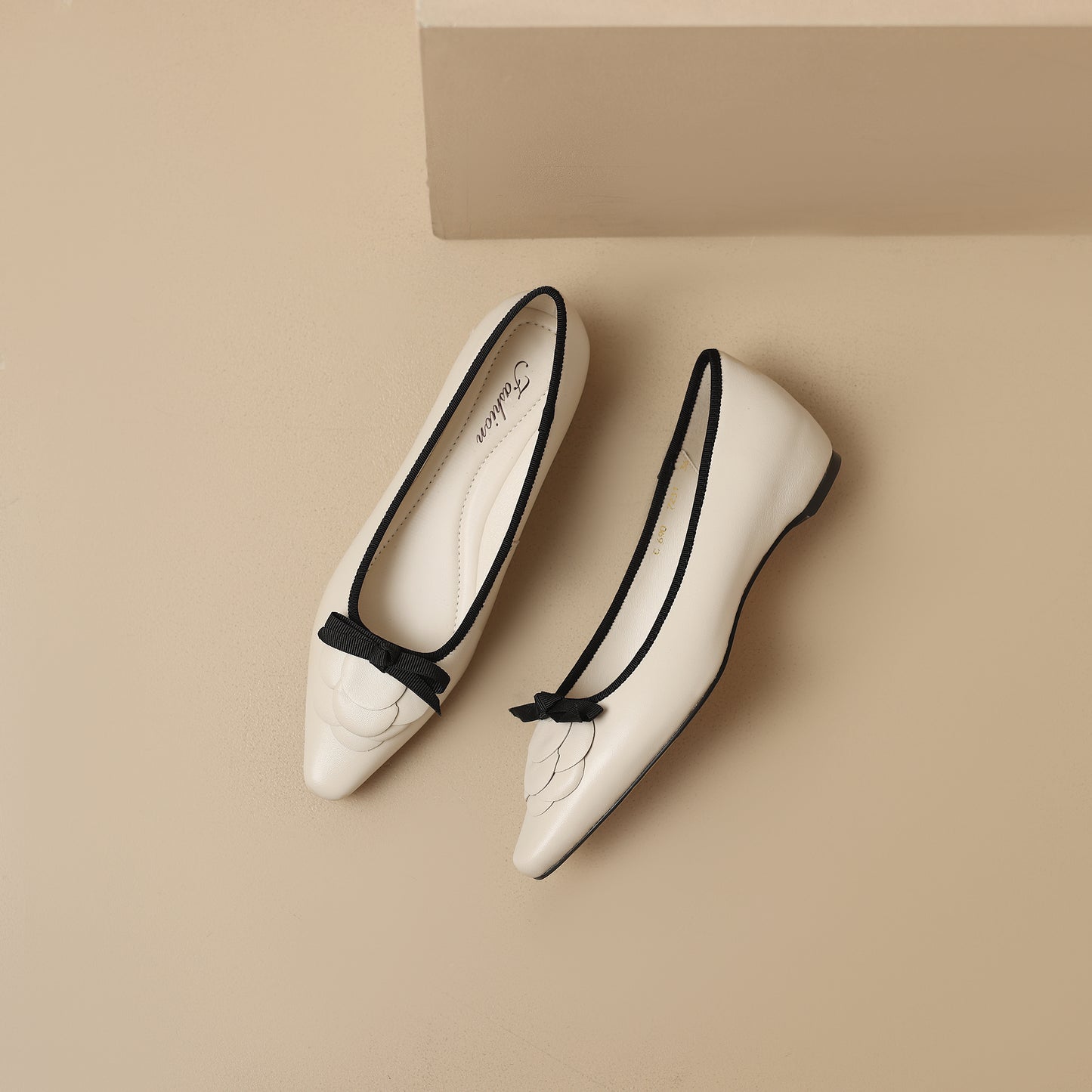 TinaCus Handmade Women's Genuine Leather Pointed Toe Petal Bowtie Ballet Flat Shoes