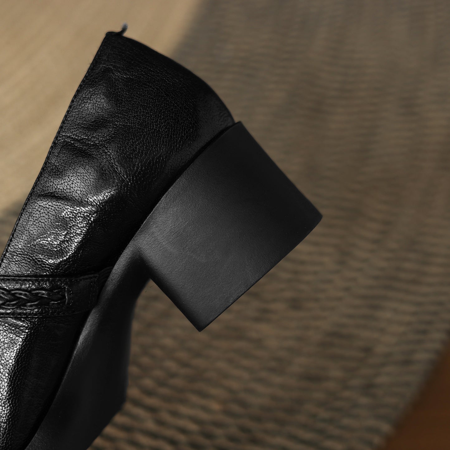 TinaCus Handmade Women's Genuine Leather Round Toe Braided T-Strap Stacked Heel Pump Shoes