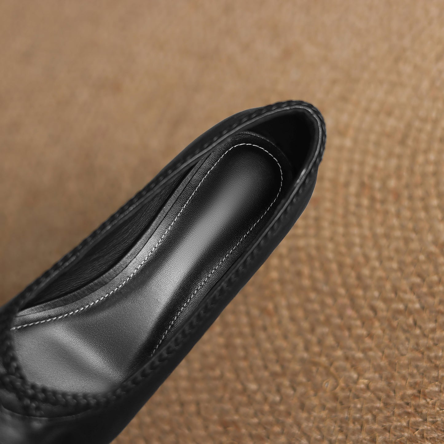 TinaCus Handmade Women's Genuine Leather Square Toe Braid Hollow-Out Chunky Heel Casual Slip On Pump Shoes