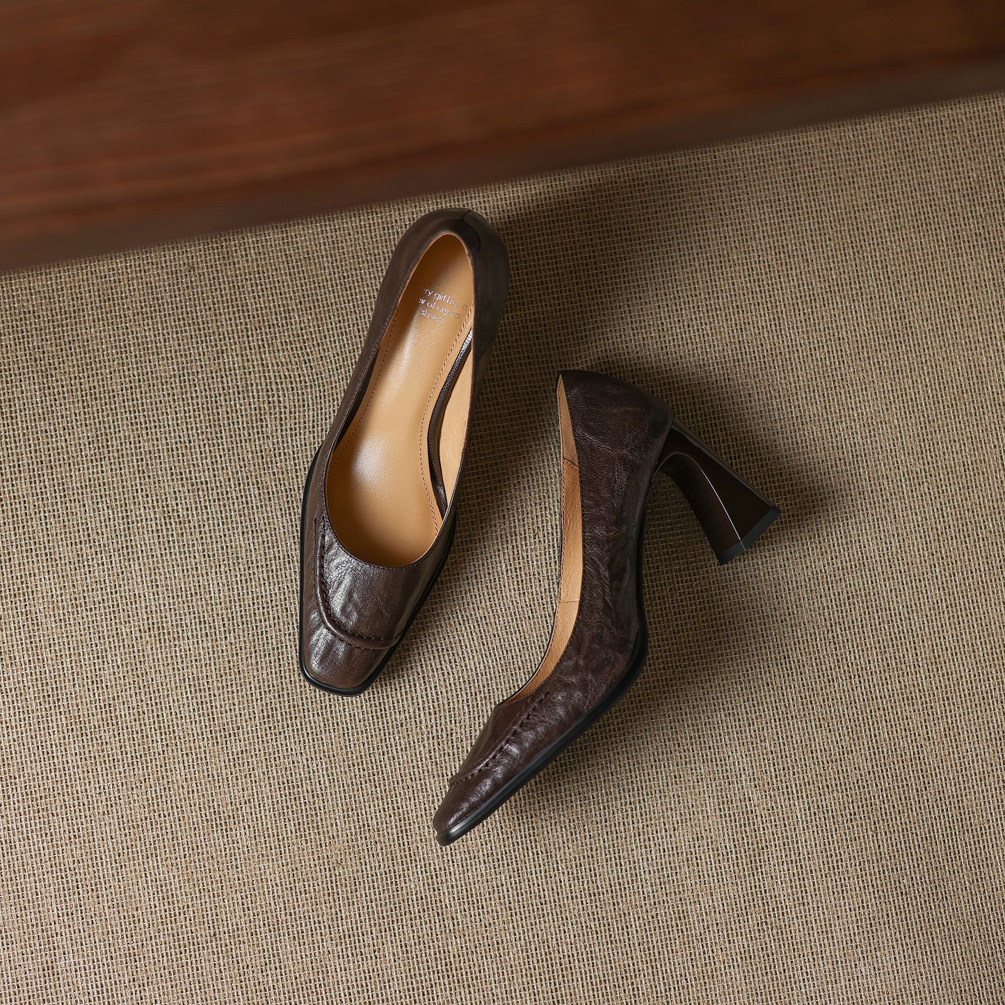 TinaCus Handmade Women's Genuine Leather Square Toe Chunky Mid Heel Office Dress Pump Shoes