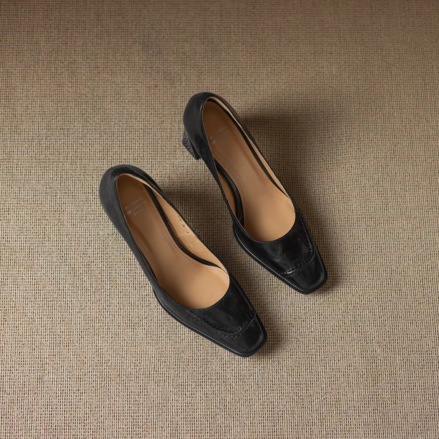 TinaCus Handmade Women's Genuine Leather Square Toe Chunky Mid Heel Office Dress Pump Shoes