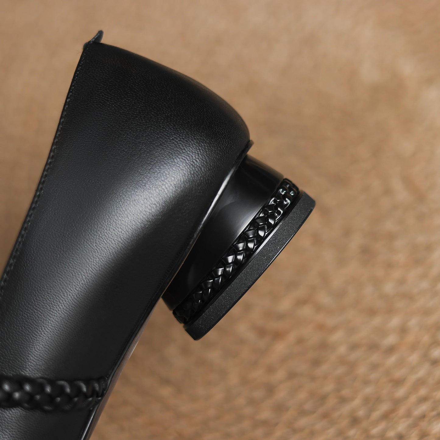 TinaCus Handmade Women's Genuine Leather Square Toe Braided T-Strap Ruched Casual Pump Shoes