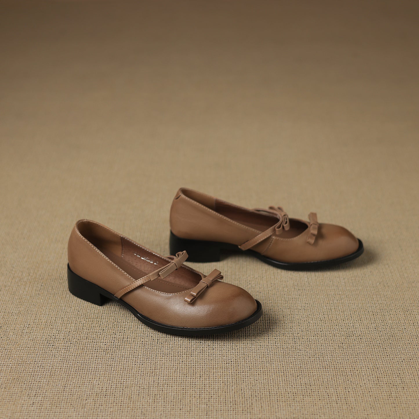 TinaCus Handmade Women's Genuine Leather Round Toe Slip-on Chunky Heel Mary Jane Shoes with Bowknot