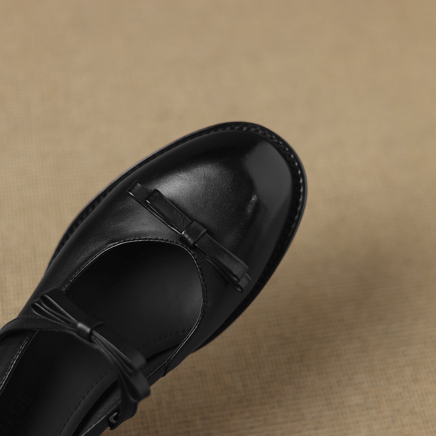 TinaCus Handmade Women's Genuine Leather Round Toe Slip-on Chunky Heel Mary Jane Shoes with Bowknot