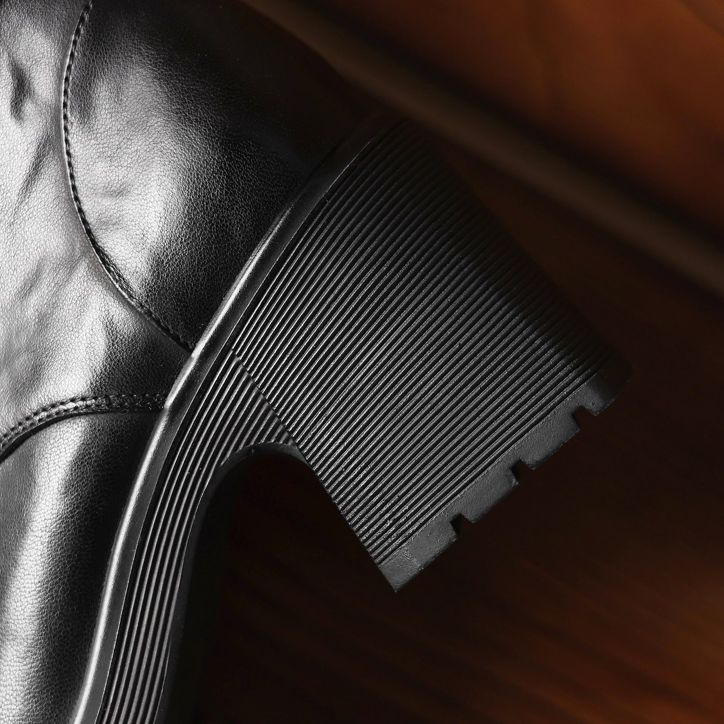 TinaCus Genuine Leather Women's Combat Boots Round Toe Handmade Chunky Heels Lace/Zip up Booties