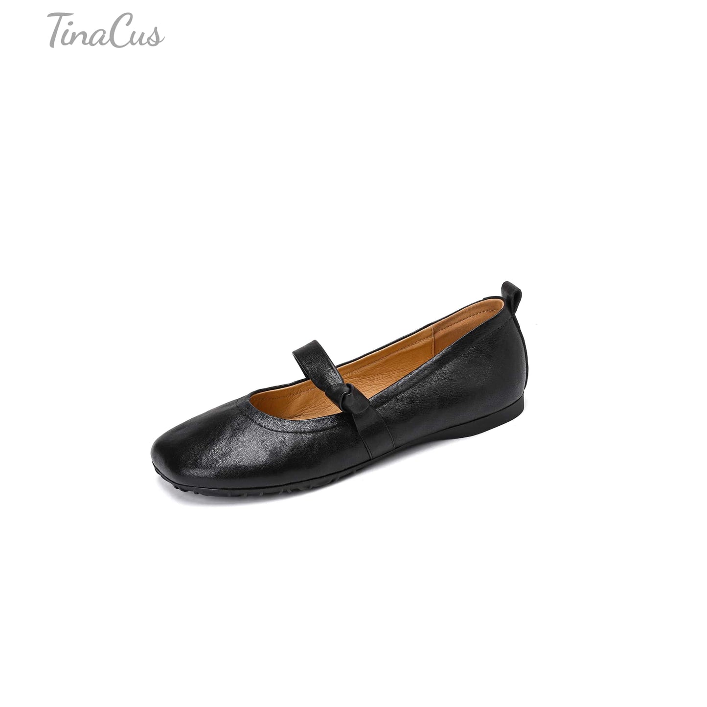 TinaCus Handmade Women's Genuine Leather Almond Toe Slip-on Soft Office Mary Jane Flats Shoes