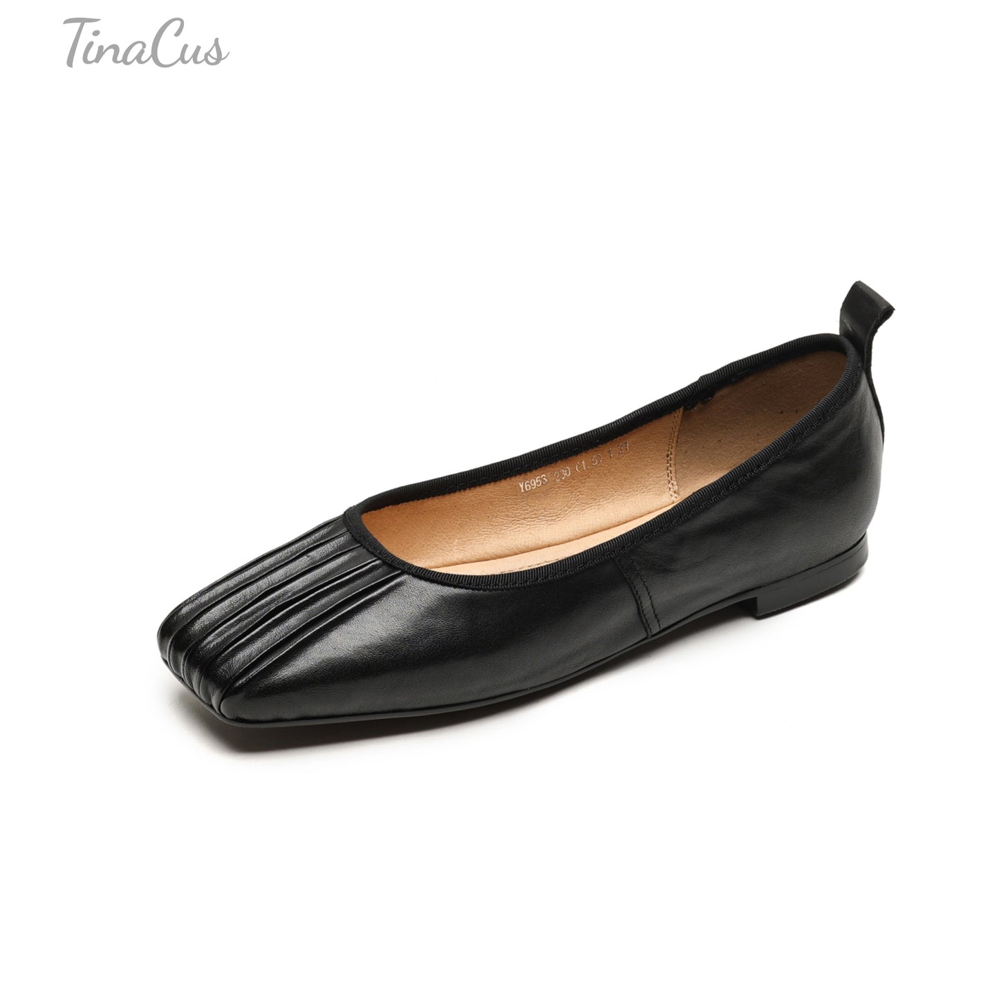 TinaCus Women's Square Toe Genuine Leather Handmade Drape Design Slip on Flat Loafers Shoes