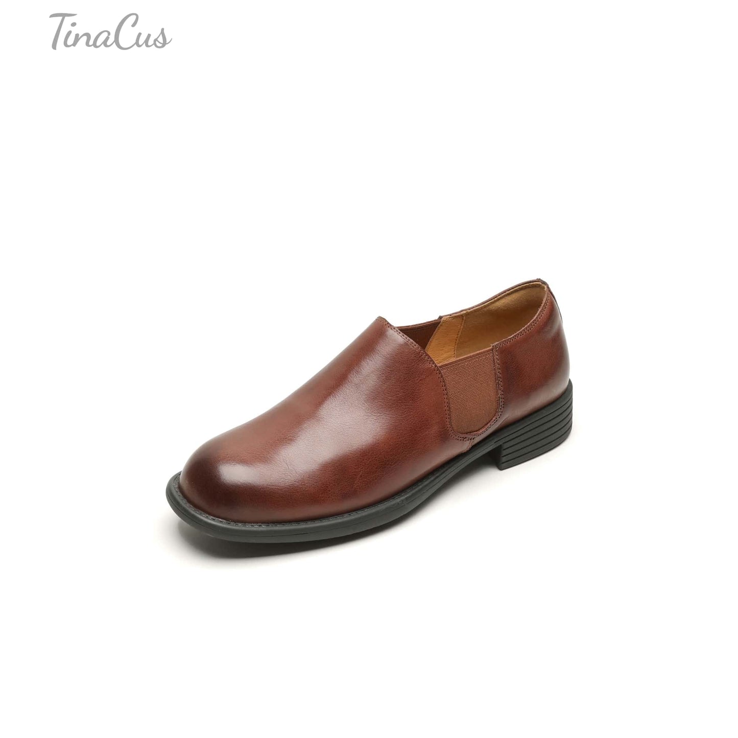 TinaCus Handmade Women's Genuine Leather Round Toe Slip On Casual Work Office Loafer Shoes