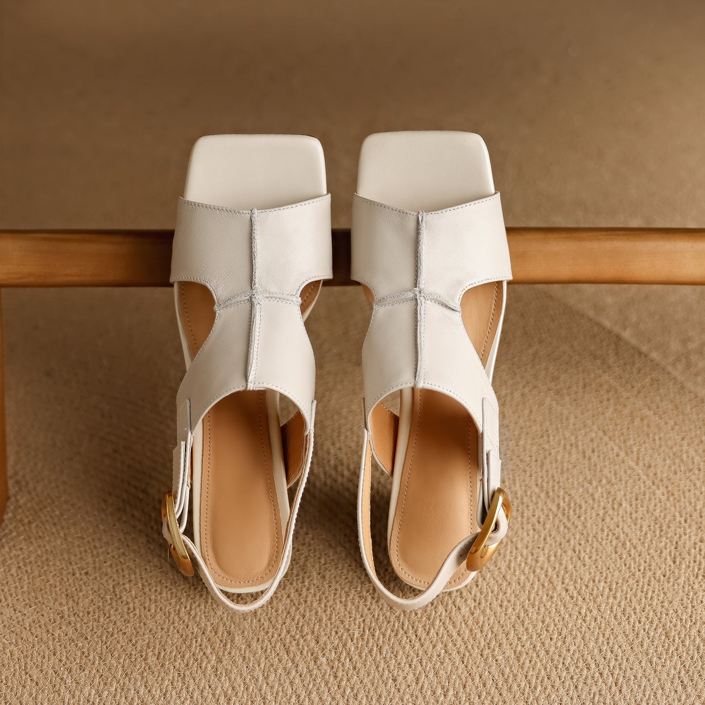 TinaCus Handmade Women's Genuine Leather Peep Toe Slingback Hollow-out Block Heel Comfort Sandals