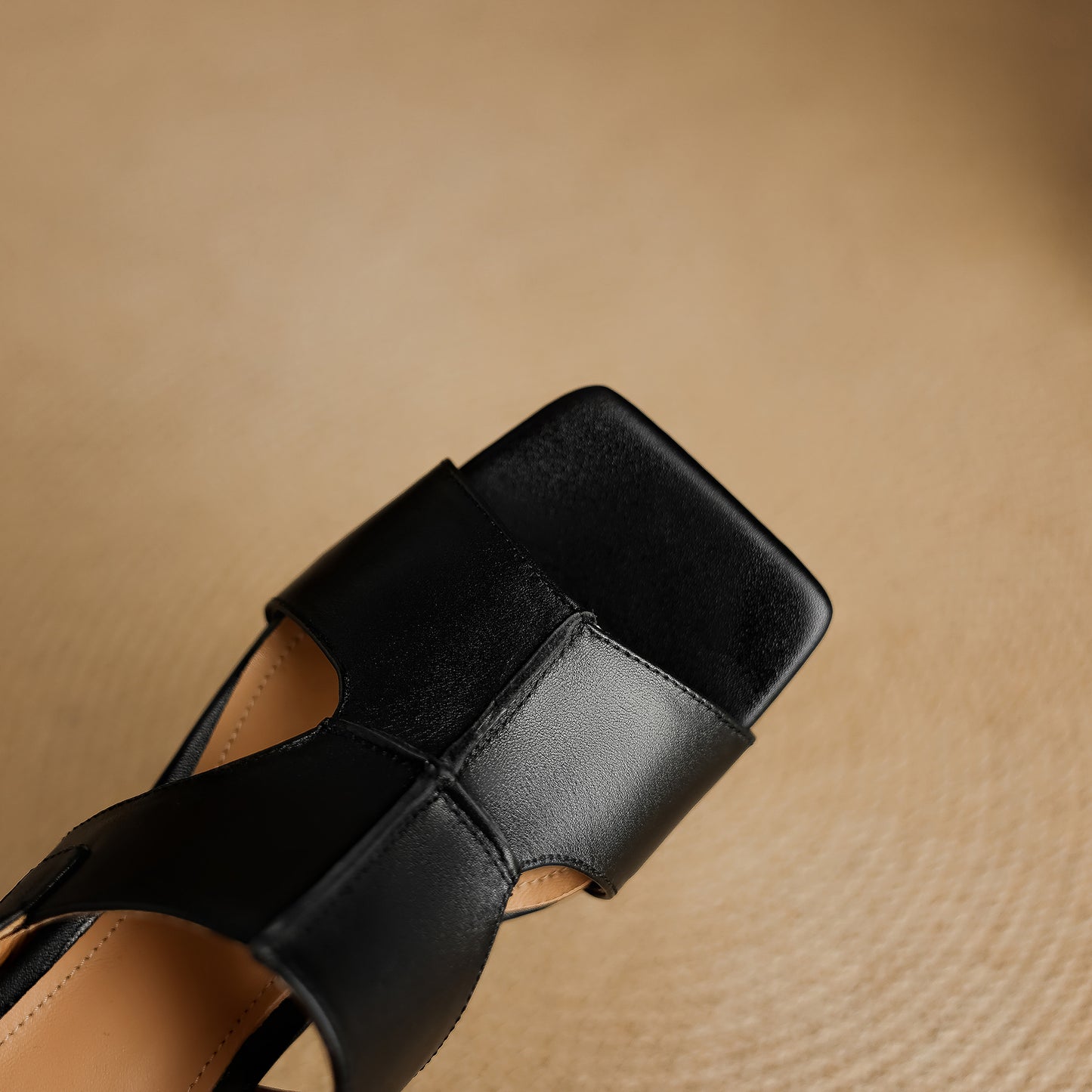 TinaCus Handmade Women's Genuine Leather Peep Toe Slingback Hollow-out Block Heel Comfort Sandals