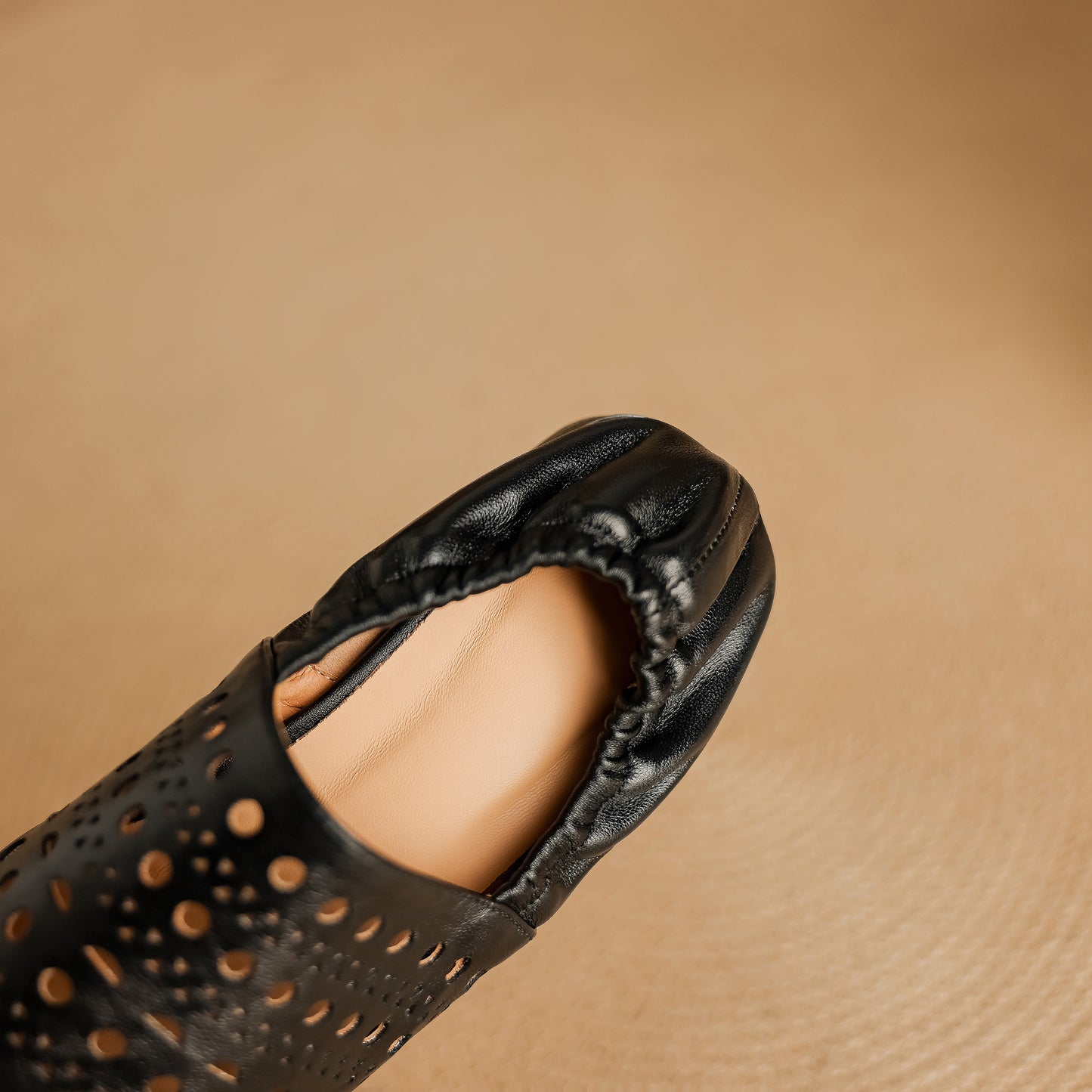 TinaCus Handmade Women's Genuine Leather Soft Square Toe Hollow-Out Slip on Casual Shoes Loafer Flats