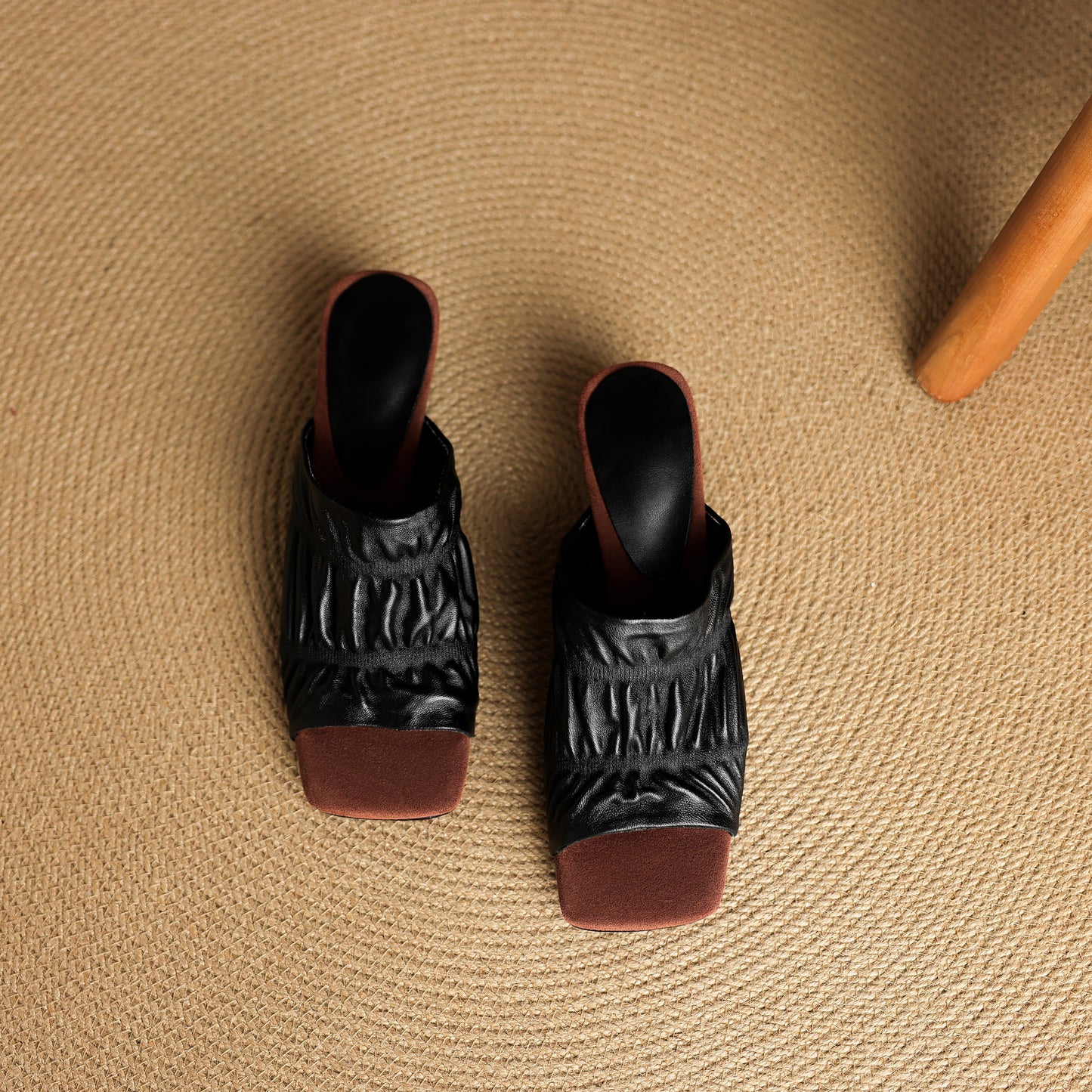 TinaCus Handmade Women's Genuine Leather Soft Open Toe Heeled Sandals Backless Mules