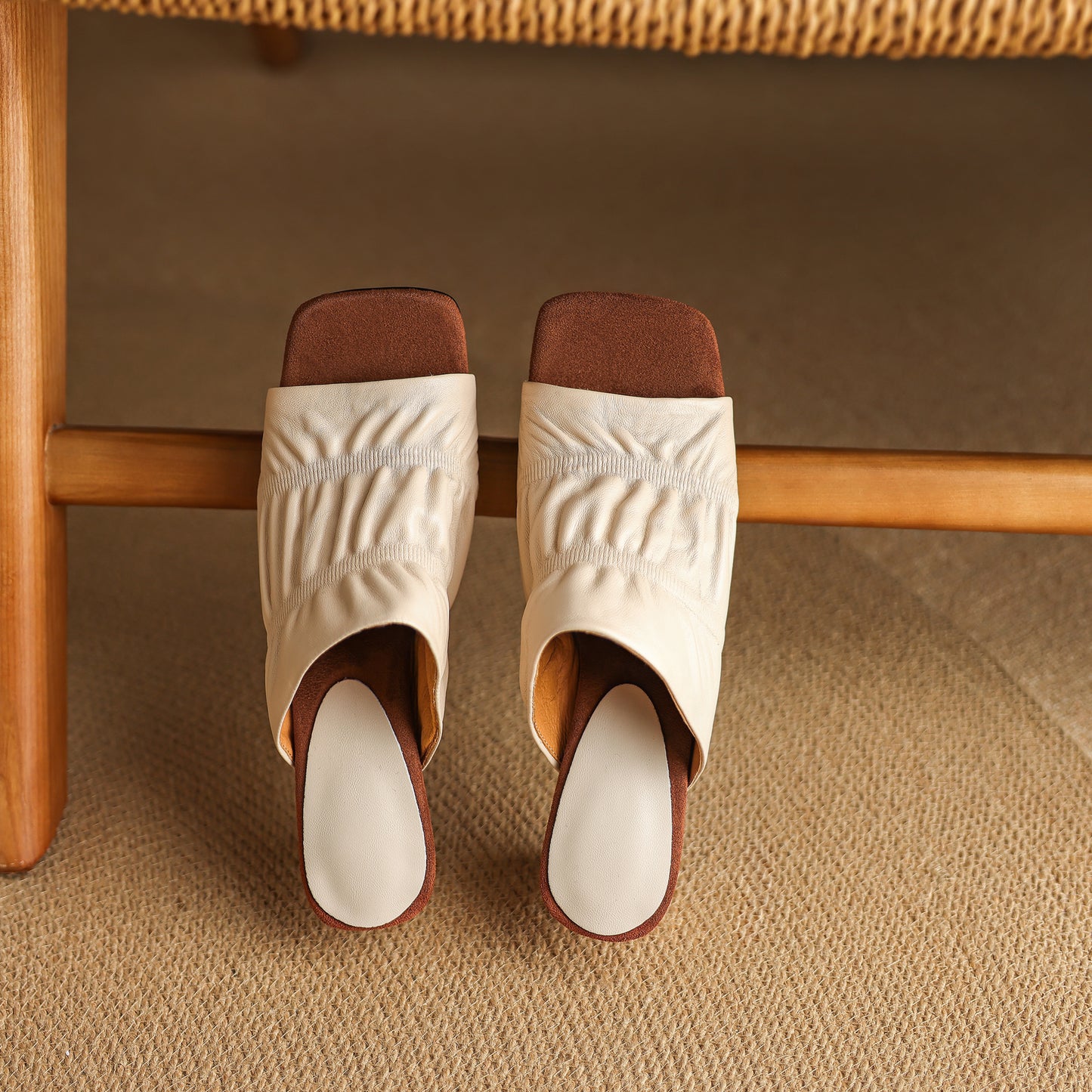 TinaCus Handmade Women's Genuine Leather Soft Open Toe Heeled Sandals Backless Mules