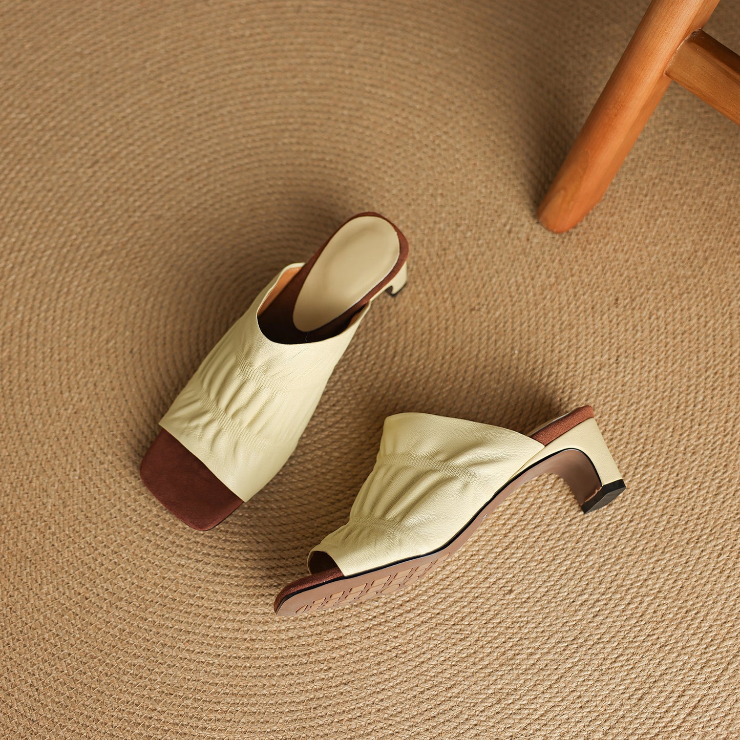 TinaCus Handmade Women's Genuine Leather Soft Open Toe Heeled Sandals Backless Mules