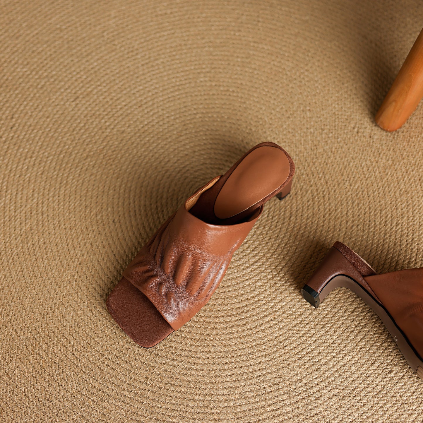 TinaCus Handmade Women's Genuine Leather Soft Open Toe Heeled Sandals Backless Mules