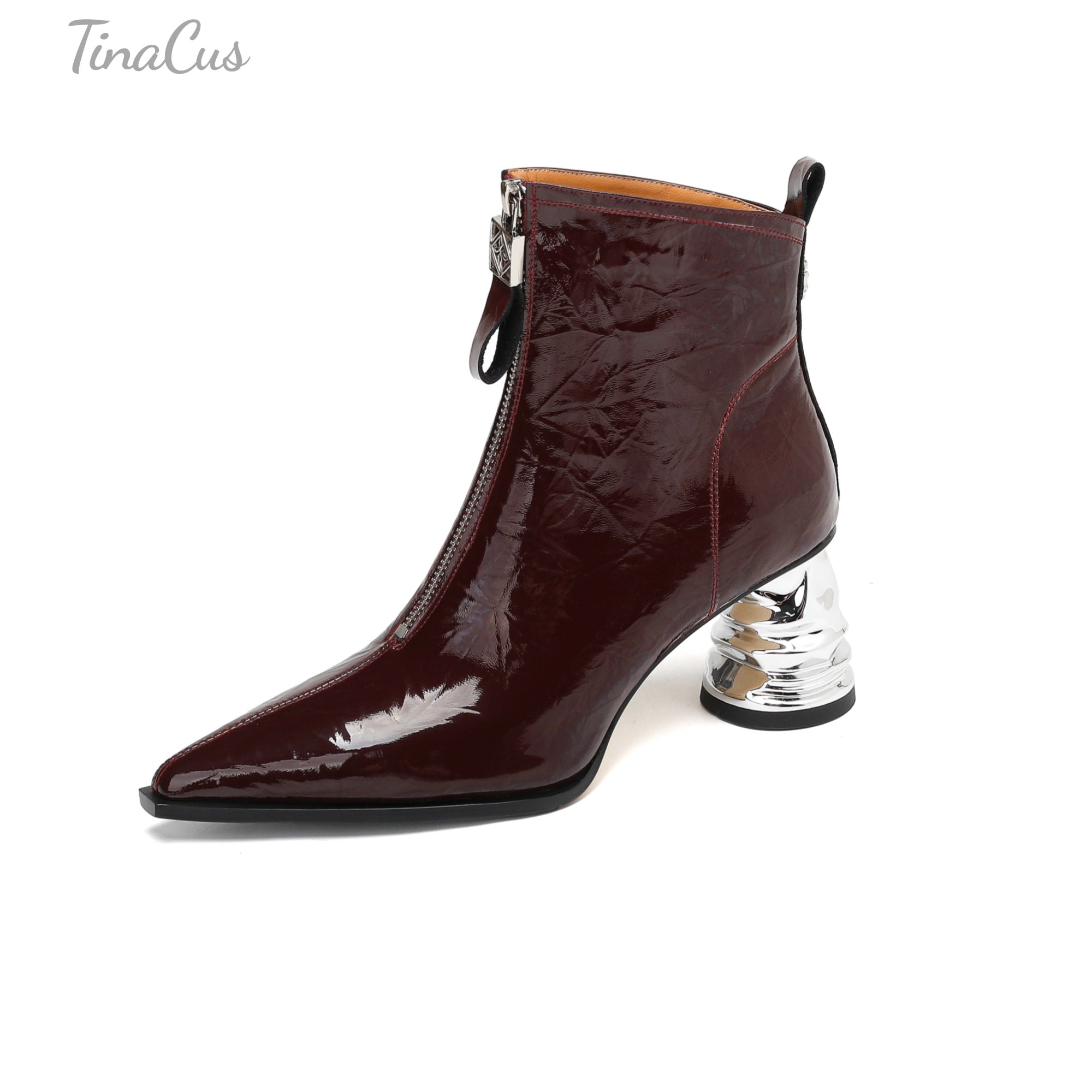 TinaCus Genuine Leather Women's Square Toe Mid Chunky Heel Handm 並行輸入品 | TinaCus Handmade Women\u0027s Genuine Leather Square Toe