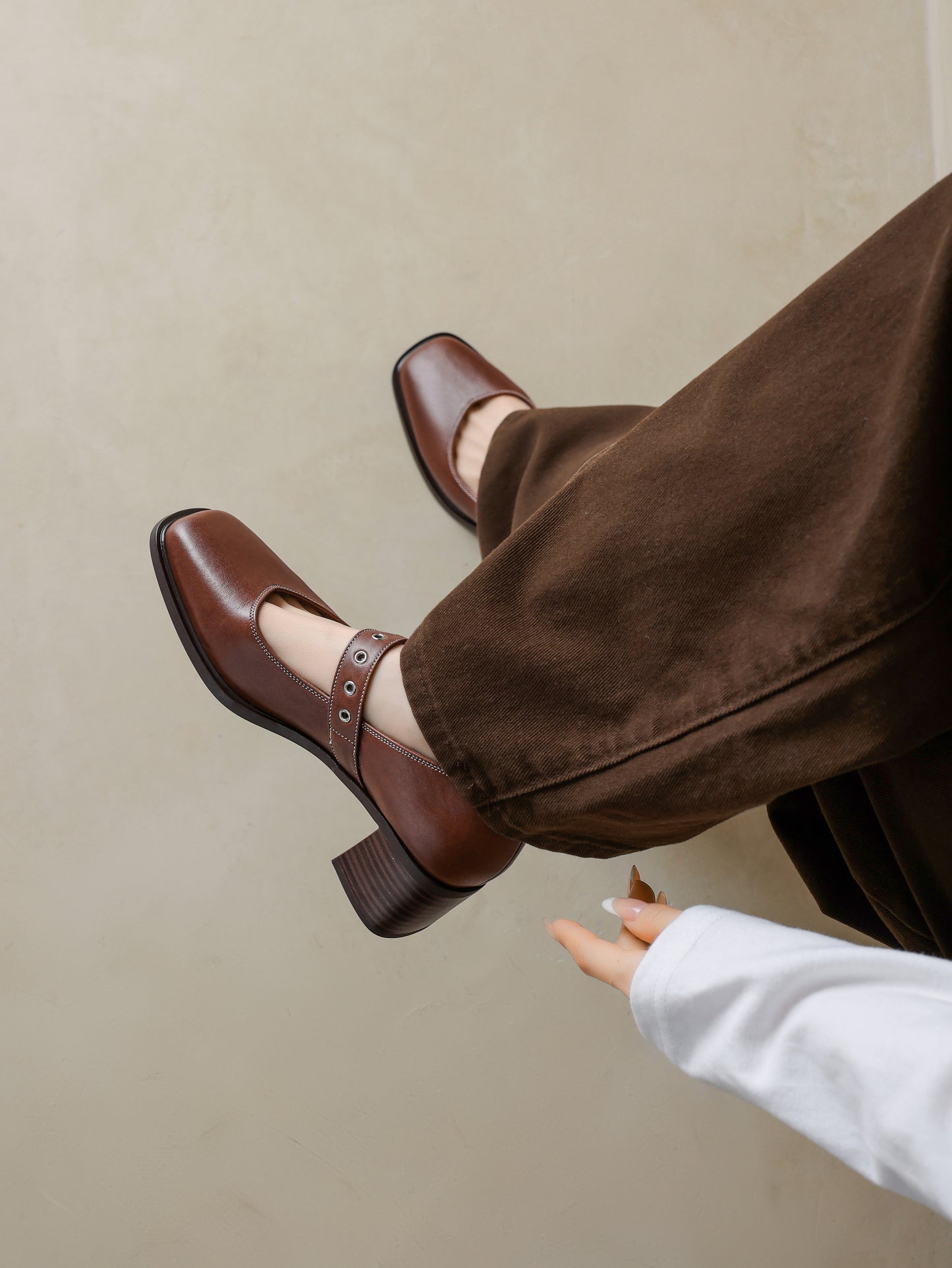 TinaCus Women's Mary Jane Handmade Genuine Leather Buckle Square Toe Chunky Block Pumps Shoes