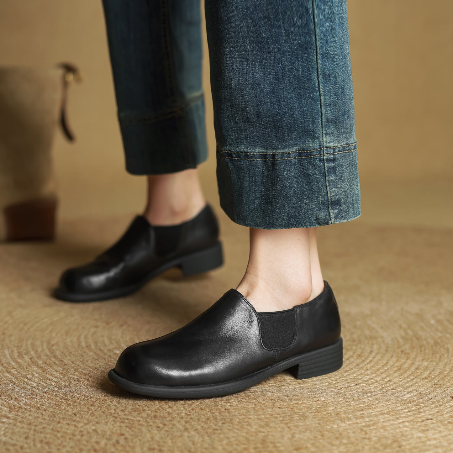 TinaCus Handmade Women's Genuine Leather Round Toe Slip On Casual Work Office Loafer Shoes