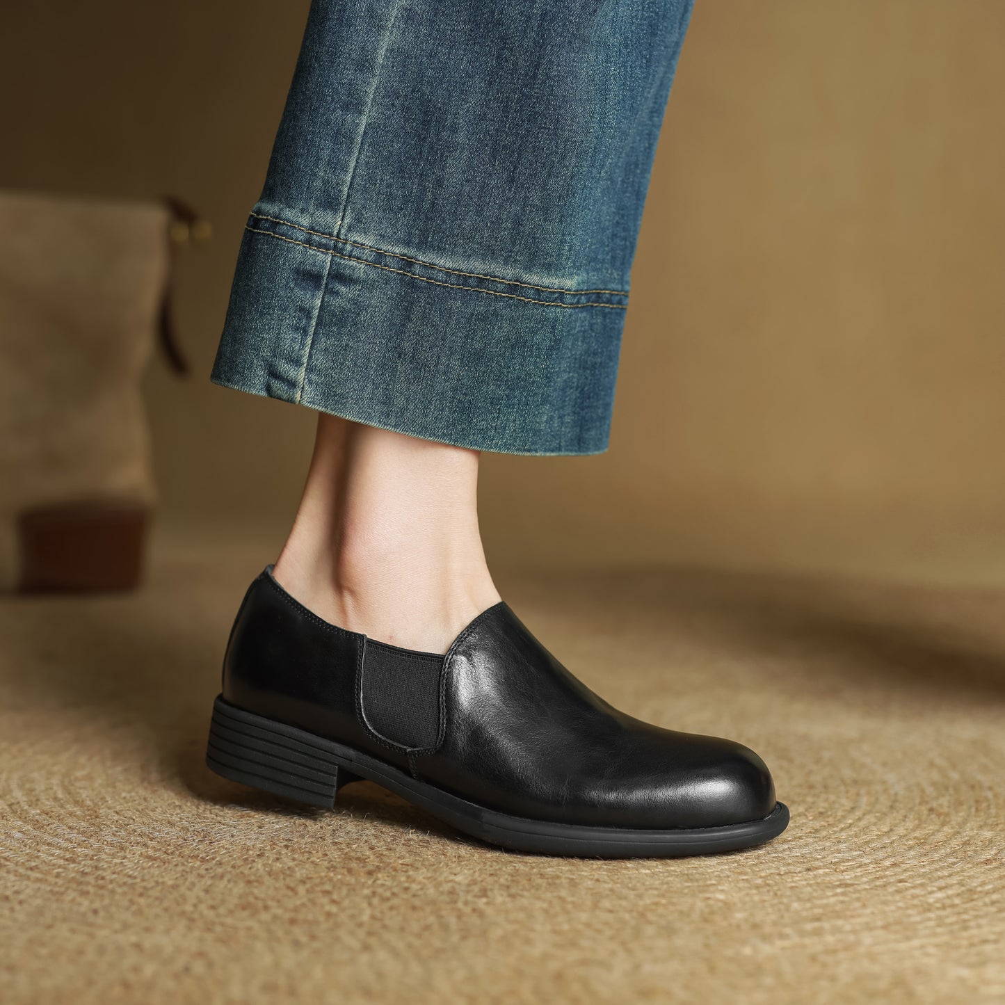 TinaCus Handmade Women's Genuine Leather Round Toe Slip On Casual Work Office Loafer Shoes