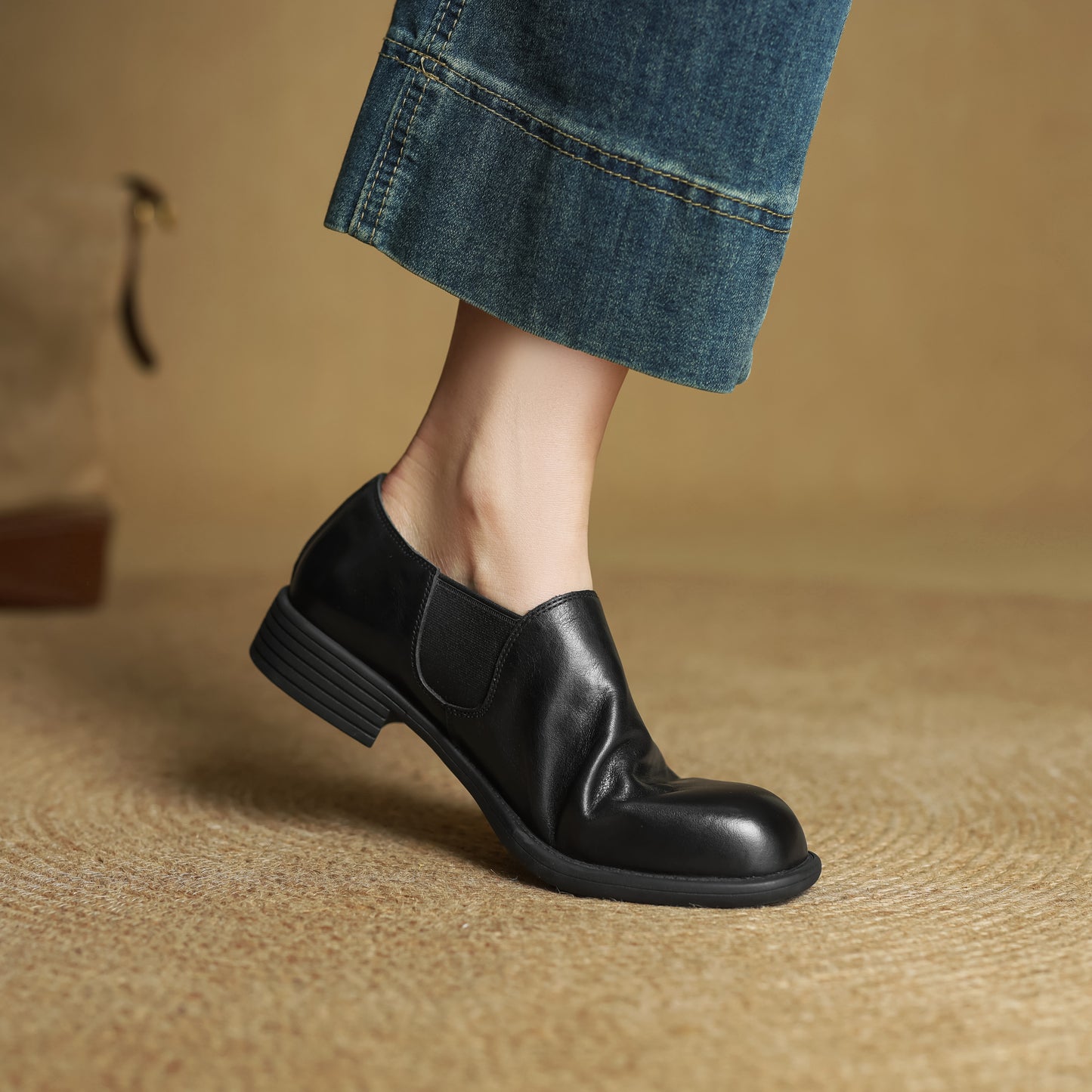 TinaCus Handmade Women's Genuine Leather Round Toe Slip On Casual Work Office Loafer Shoes