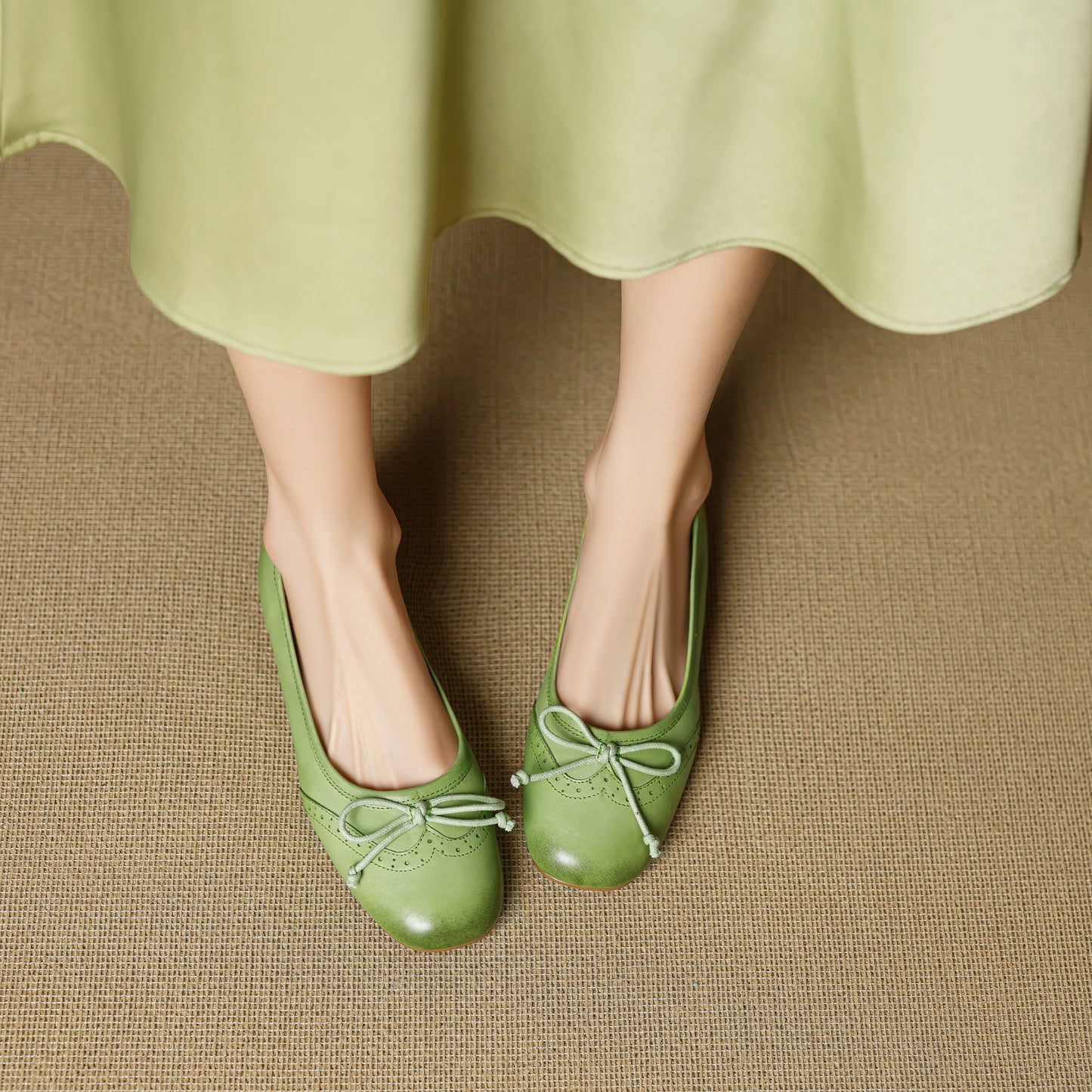 TinaCus Handmade Women's Genuine Leather Square Toe Baroque Ballet Flats with Bowtie