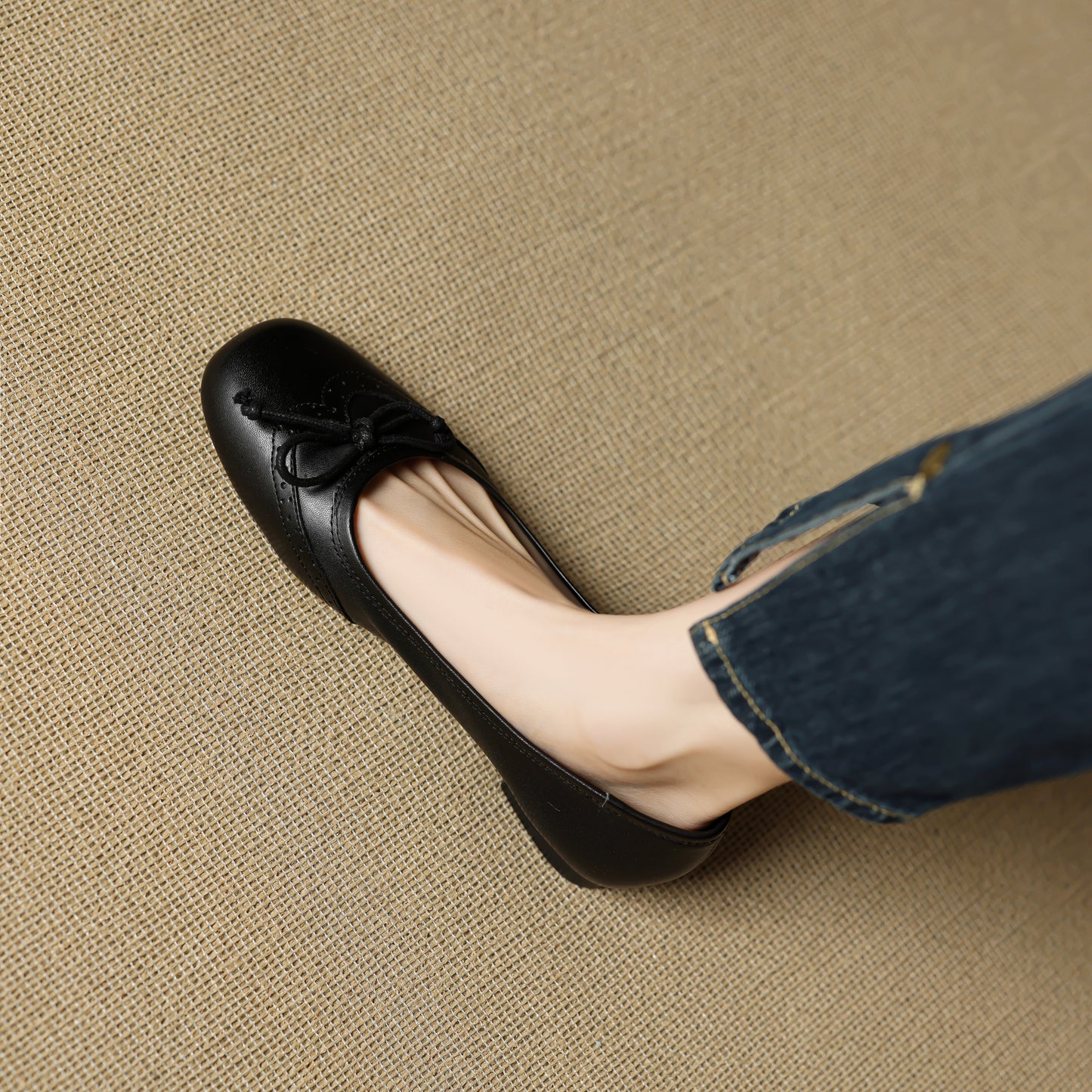 TinaCus Handmade Women's Genuine Leather Square Toe Baroque Ballet Flats with Bowtie