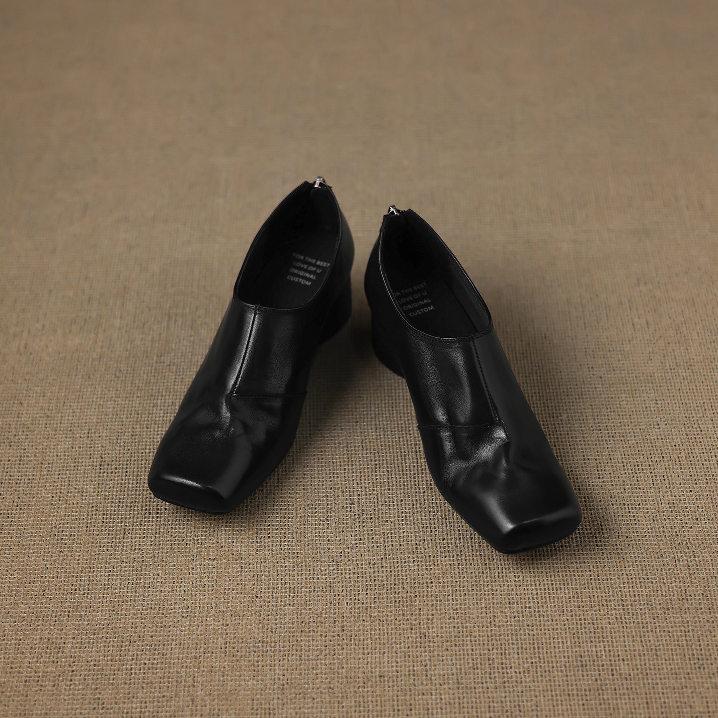 TinaCus Women's Oxford Pumps Handmade Genuine Leather Square Toe Back Zipper Office Business Shoes